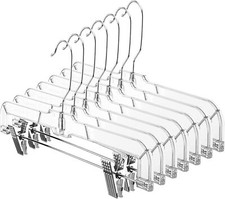 HOUSE DAY 12 Pack 14 inch Clear Plastic Skirt Hangers Adjustable Clips NEW
