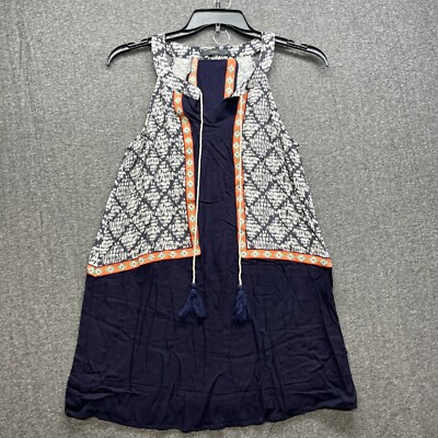 THML Dress Womens Medium Navy Embroidered Sleeveless Tunic Summer Boho Aztec | eBay THML Dress Womens Medium Navy Embroidered Sleeveless Tunic Summer Boho Aztec | eBay