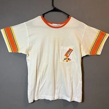 VINTAGE Reese's Pieces Pocket T Shirt Adult M Yellow Single Stitch PinWheels