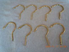 8 Vintage Brass Plated Steel Screw In Hook Hangers -Clothes-Hats-Plants-Unused