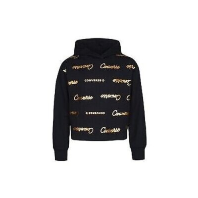 Converse Hoodie Mit Kapuze Für Mädchen Shiny Wordmark - 023 (Schwarz/Bronze)