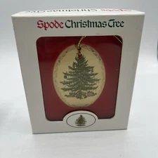 Spode Christmas Happy Holidays Oval Porcelain Christmas Tree Ornament 2.75”