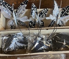 Katherine  s Collection Butterfly Clip Tree Ornament NIB Set Black Silver Set 3