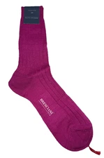 Bresciani  Italian Luxury Over the Calf 100% Linen Fuchsia Pink Socks Size M NWT