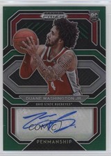 2021-22 Prizm Draft Picks College Penmanship Green Duane Washington Jr Auto 2h5