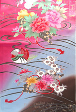 [AYANE] FLOWERS & WATER BIRDS 2 - Japanese Silk Fabric