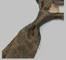 New Classic Floral Brown Green JACQUARD WOVEN 100 Silk Men's Necktie Tie