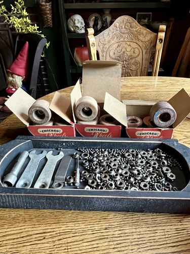 VTG Roller Skate Parts Looseball Cones Tools Wheels Stops Chicago Higgins USED