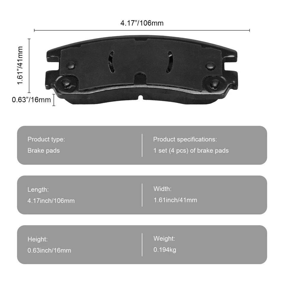 Front and Rear Ceramic Brake Pads for Century Regal Impala Grand Prix Montana - Image 3 of 4