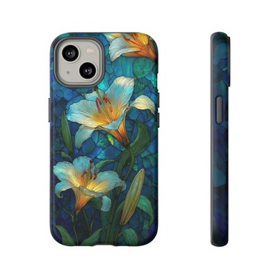 Phone Ink - Case for iPhone, Samsung, Pixel - Stained Glass Lily Flowers