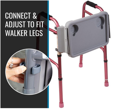 DMI  No-Tool Assembly Grey ''16'''' x 11.8'''''' Fold Away Walker Tray