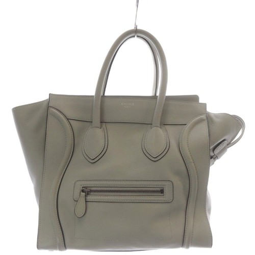 CELINE Luggage Mini Shopper Tote Bag Leather Gray Authentic From Japan