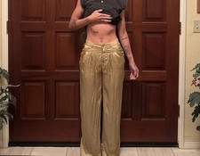 Vintage 2000s No-l-ita Gold Satin Viscose Pants  Made in Italy  Y2K Designer