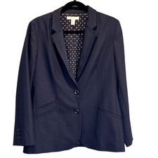 Chico's Navy Cotton Blend Two Button Blazer - size 2 US Large 