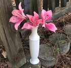 Vintage White Milk Glass Grecian Flower Vase 10" Ribbed Design (A12)