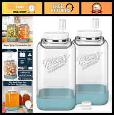 2 Pack 2 Gallon Glass Fermentation Jars with Airlock  Airtight Lid - Wide Mouth