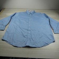 Paul Fredrick Shirt Mens 19 37 3XL Blue Button Down Non Iron Two Ply Pinpoint