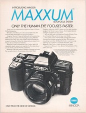 Minolta Maxxum 7000 Camera Vintage 1985 Original Print Ad Black