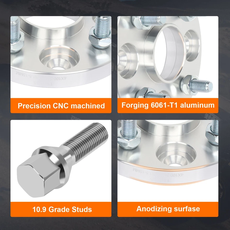 4 piezas espaciadores de rueda centrados en el cubo de 15 mm 4x100 para Toyota Corolla Ford Escort 1993-02 Foto 3 de 4