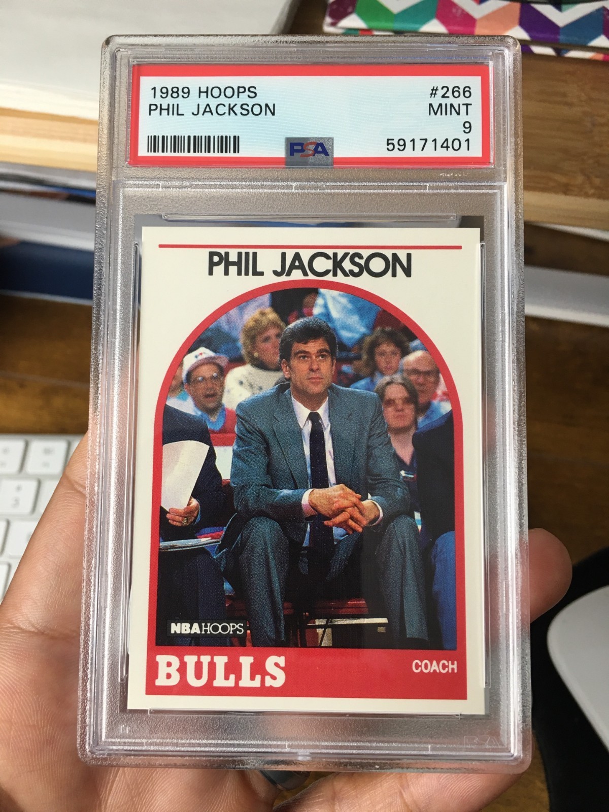 1989 NBA HOOPS #266 PHIL JACKSON PSA 9 MINT Chicago BULLS / NORTH DAKOTA