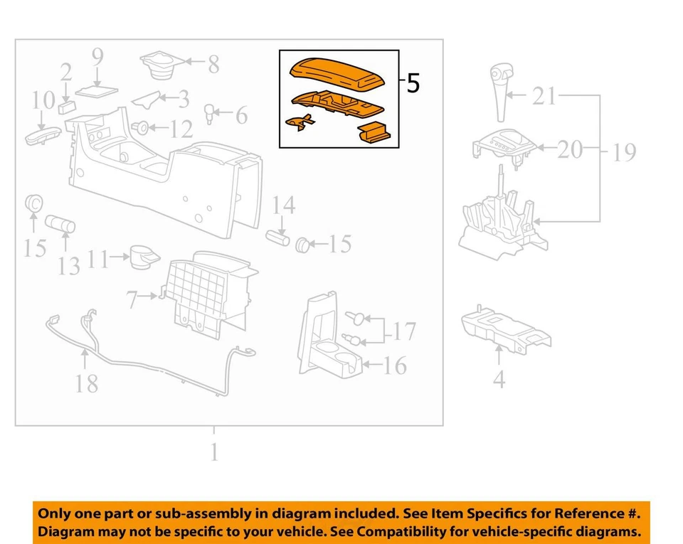 REPOSABRAZOS PARA CHEVROLET MALIBU 2006-2008 ASM FLR CNSL DK 10361888 - NUEVO OEM Foto 2 de 3