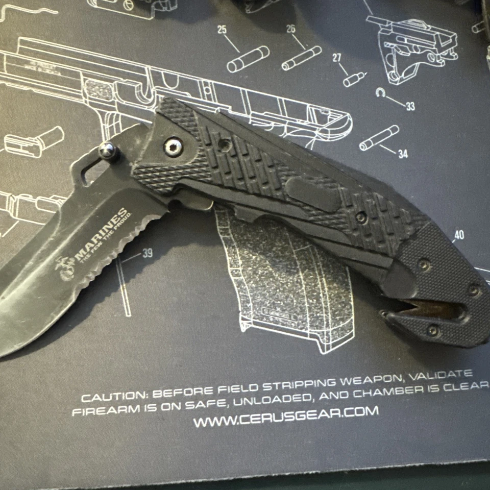 NAVAJA DE BOLSILLO PLEGABLE MTECH USMC MARINES Rescate táctico asistido con resorte abierta 9 Foto 2 de 4