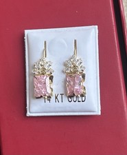 14 K Gold Earring Pink Zirconia