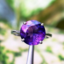 8 CT Natural Purple Blue Sapphire Certified Ring In 925 Sterling Silver All Size