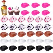 36 Pcs Plastic Mini Cowboy Hat, Tiny Western Cowboy Cowgirl Hats for Party Ac...
