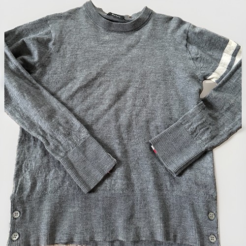 Thom Browne Men’s S (1) Merino Wool Knit Grey Crewneck Pullover Striped Capsule