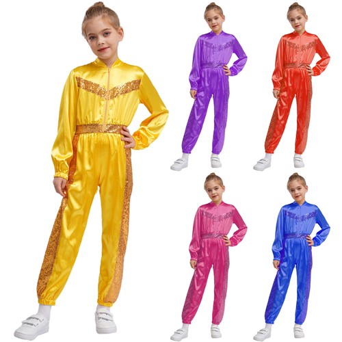 Girls Jumpsuit Hip-hop Romper Dance Bodysuits Street Outfits Xmas Costume Show - Picture 6 of 71