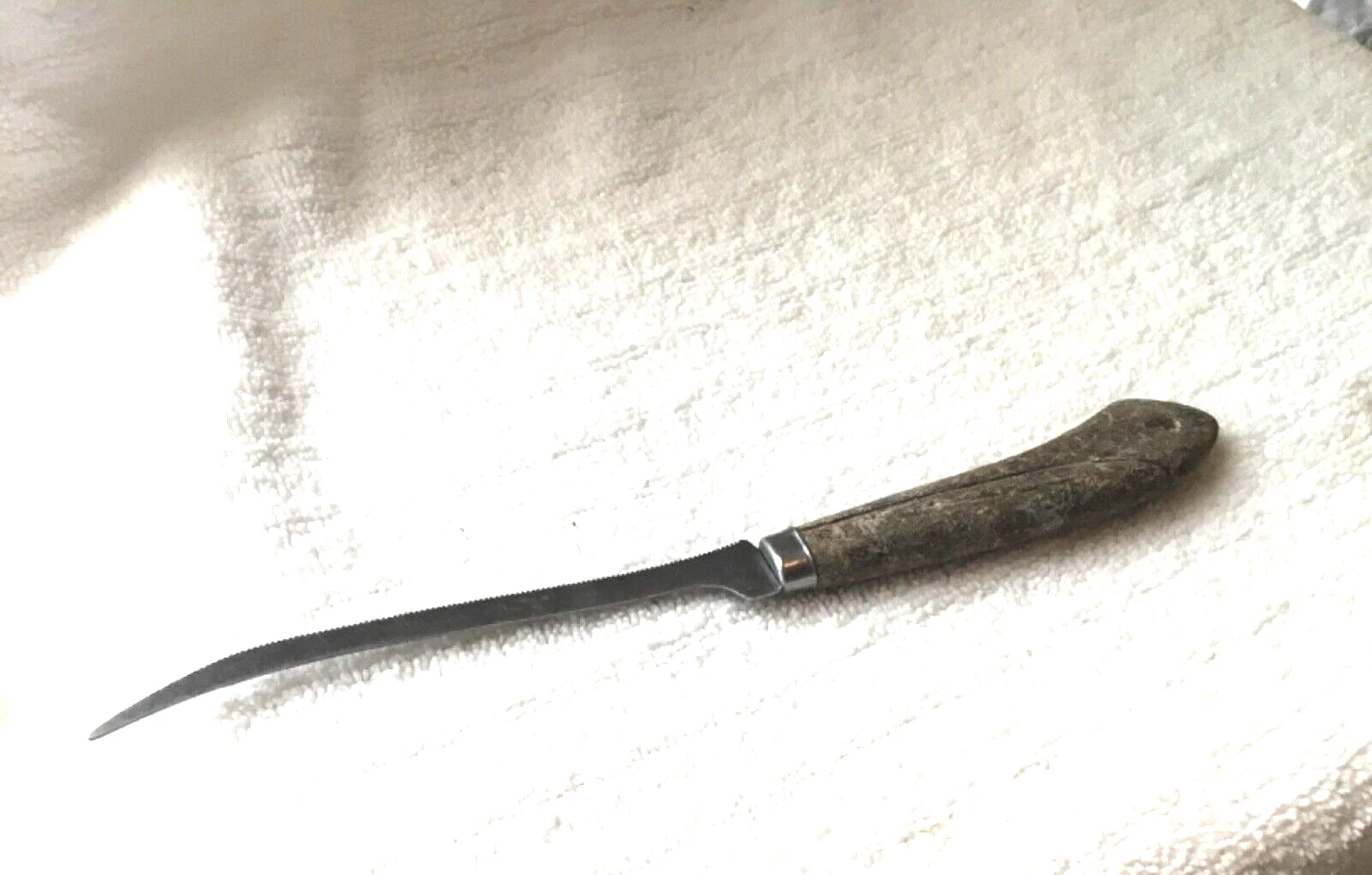 Vintage Quikut Serrated Tomato Slicing Knives Stainless 4.5” Blade Brown Handle
