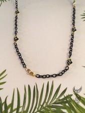 Black Chain Gold Plated Black Heart Face Mask/Glasses Lanyard Necklace