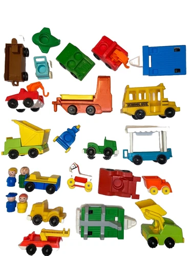 Huge Lot of Vintage Fisher Price Little People Vehicles Accessories 1970s 1980s