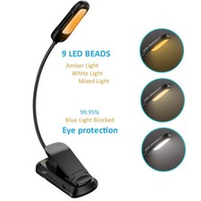 LED Book Light Flexible Rechargeable With 3 Light Modes Easy Clip Reading Lamp