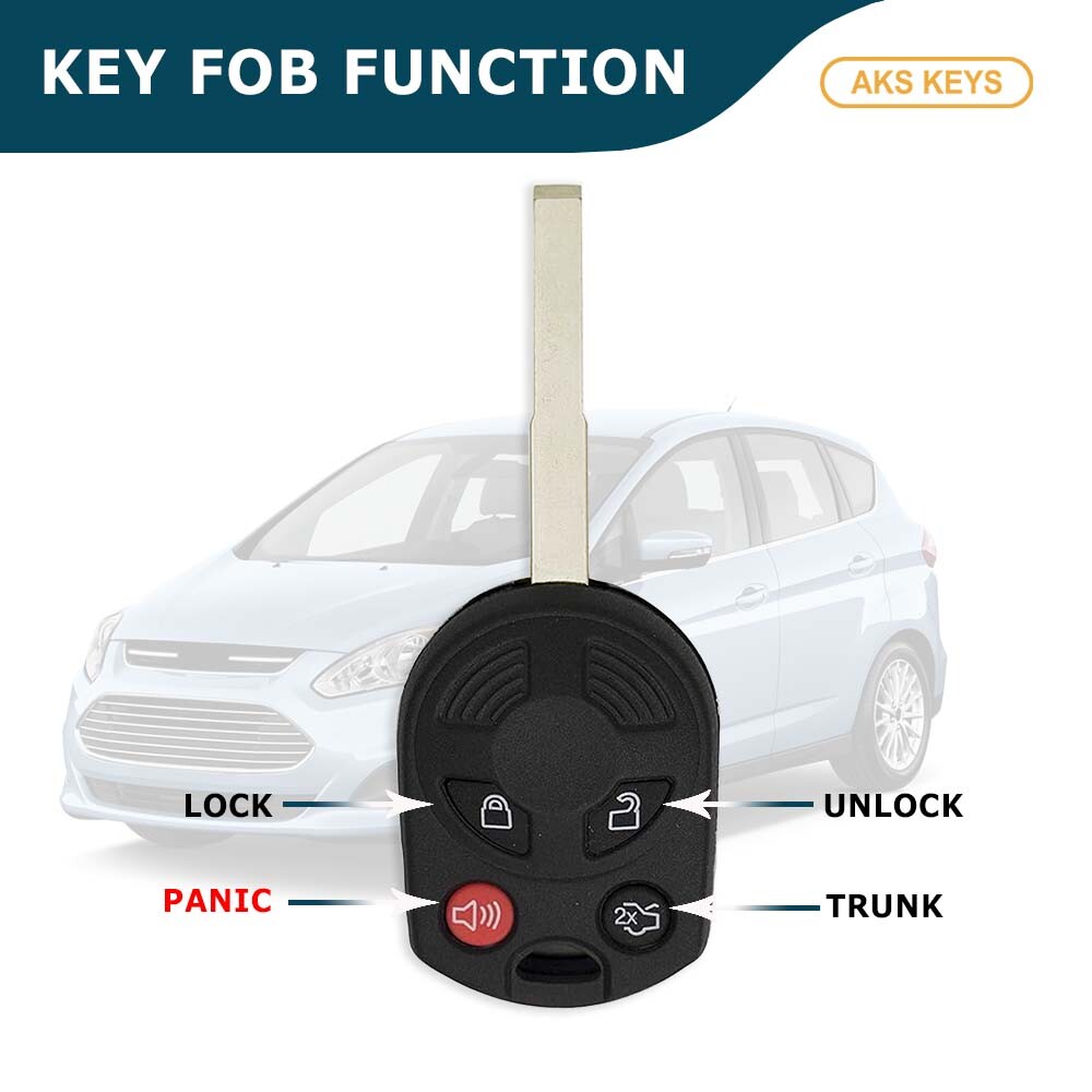 Pair Of 2 Replacement Key Fob Remotes For Ford Escape 2013-2019 - Needs Programming & Cutting