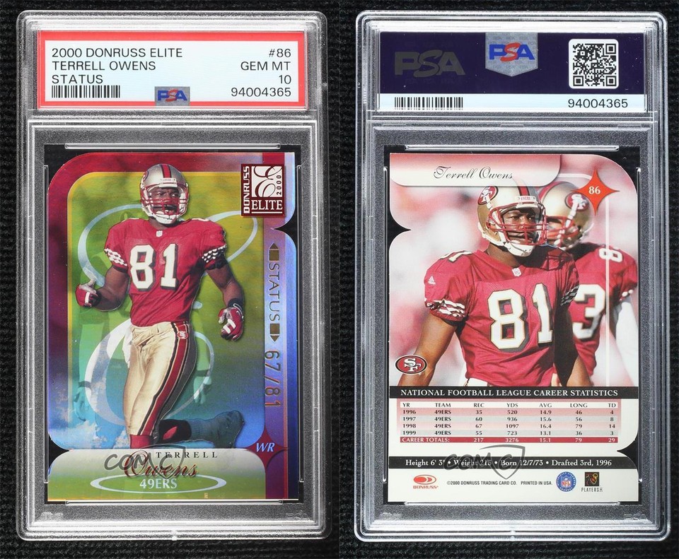 2000 Donruss Elite Status DieCut 67/81 Terrell Owens 86 PSA 10 GEM MT