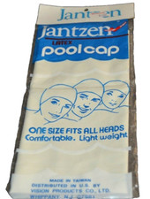 JANTZEN Pool Swimming Latex SWIM CAP WHITE Adult One Size Taiwan NOS Vintage