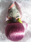 Felt Fabric Momma Mouse on Satin wrapped BALL  Christmas Ornament Purple Gray — photo 2