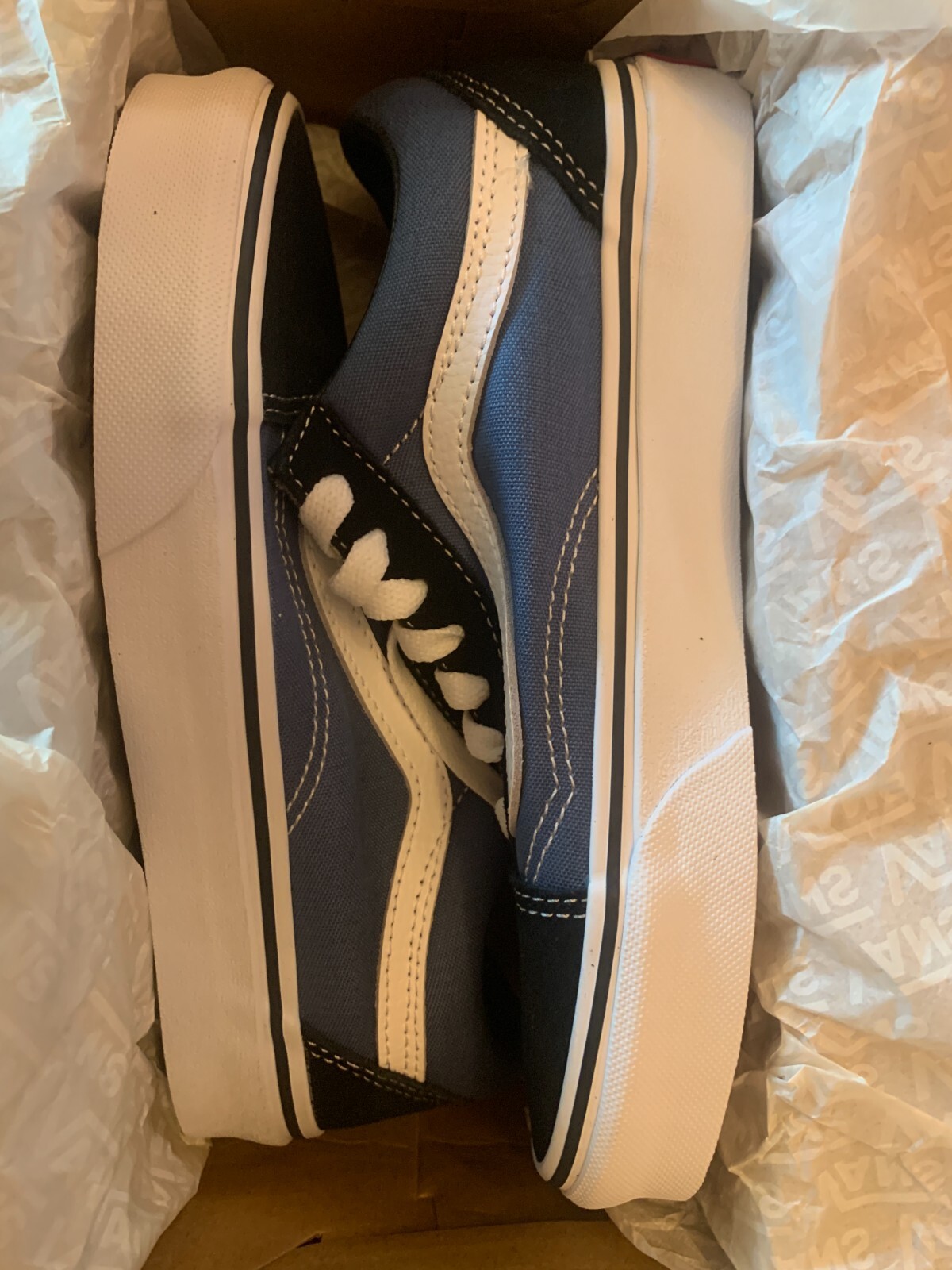 VANS Old Skool Navy White Unisex Skate Shoes Men Size 4 W 5.5-image