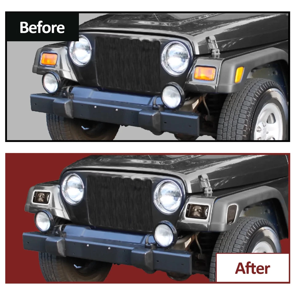 Para Jeep Wrangler TJ 1997-2006 luz de señalización de parachoques de humo guardabarros lateral 4 piezas Foto 4 de 4