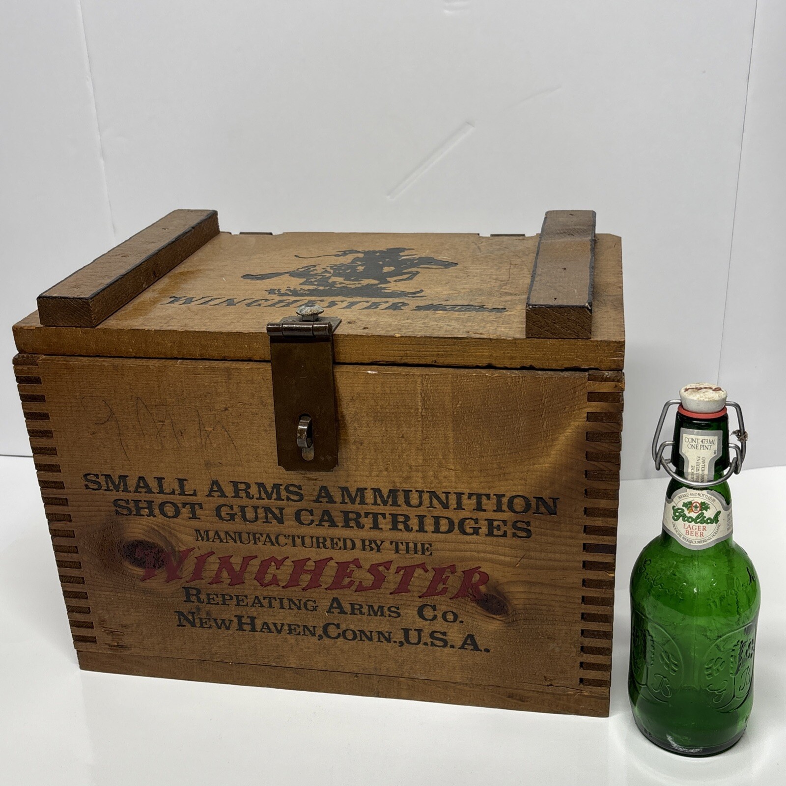 Vintage Winchester Small Arms Ammunition 500 Repeater Wood Crate Box With Latch