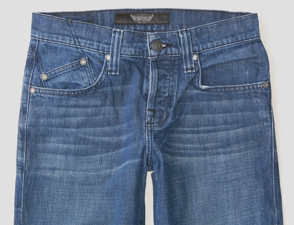 Rock & Republic Mens Henlee Bootcut Jeans Sz 31 X 29 Blue w Stretch Stud Pockets - Image 4 of 4