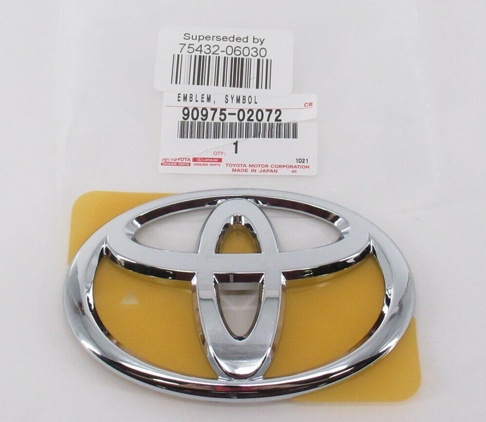 Genuine OEM Toyota 75432-06030 Emblem | 9097502072 | Chrome | Rear