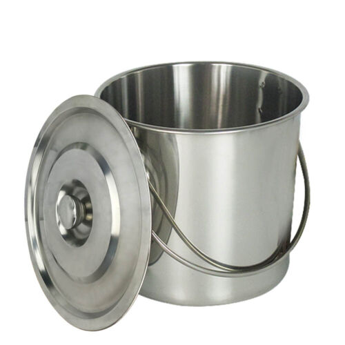 6 Liter Edelstahl Hand Eimer Edelstahleimer Milcheimer Futtereimer mit Deckel - Bild 2 von 14