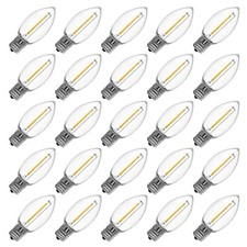 25Pks C9 Candelabra LED Light Bulb 2200K 50LM Shatterproof Waterproof Warm White
