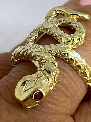 FINAL SALE CUSTOM RESIZE 8 (ORIGINAL WAS 6) Sale GOLd snake cobra ring 10k red