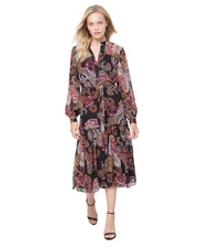 NEW JUICY COUTURE BLACK LABEL $278 TRENDSETTER PAISLEY MIDI DRESS SZ S SMALL