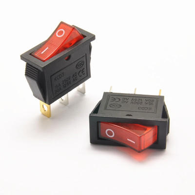 10 Pcs Red Lamp 3Pin ON/OFF 2 Position Rocker Switch 10A/250VAC Panel Mount