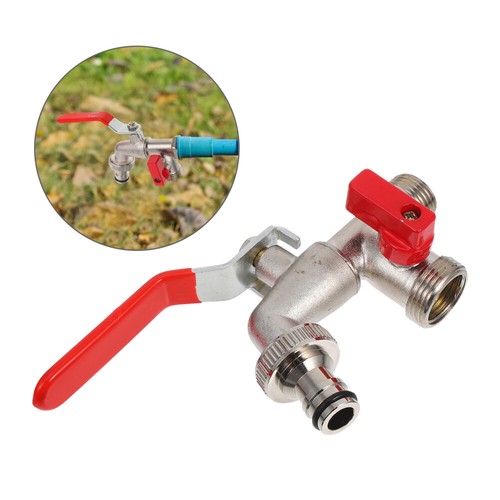 Double Valve Water Tap 1/2 Thread Faucet Outdoor Garden Tool Leakproof Double
